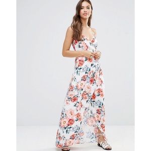 2016 Vintage Floral MINKPINK Spaghetti Strap Maxi Dress With Slit, Size Medium